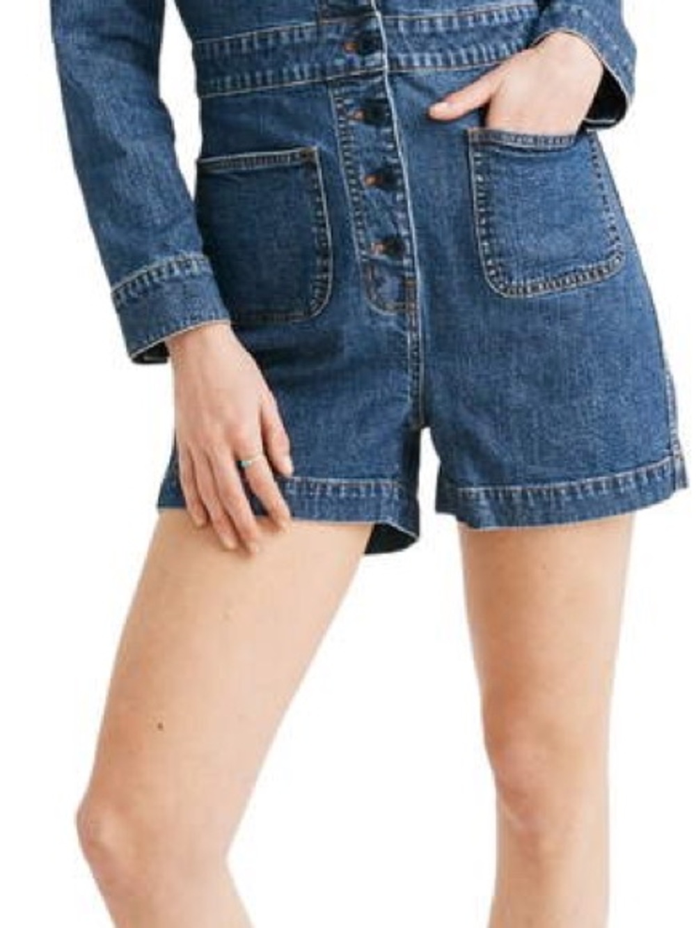 Madewell Blue Denim Short Jumpsuit Romper in Vasey Wash AL731